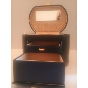 Multi tier leather jewelry box with drawers & mirror